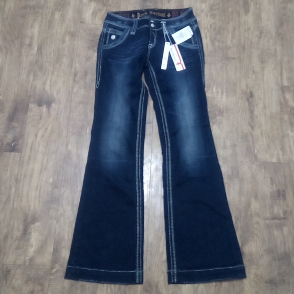 Rock Revival NWT Women's Jeans 27 Wide Leg Embellished Distressed